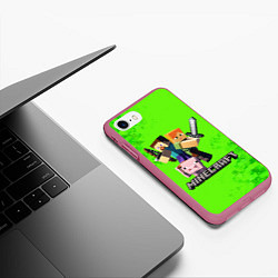 Чехол iPhone 7/8 матовый MINECRAFT, цвет: 3D-малиновый — фото 2
