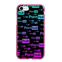 Чехол iPhone 7/8 матовый PornHub, цвет: 3D-малиновый