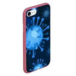 Чехол iPhone 7/8 матовый Сorona virus infection, цвет: 3D-малиновый — фото 2