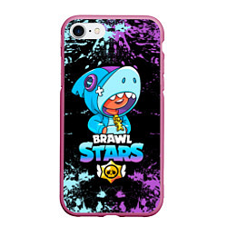 Чехол iPhone 7/8 матовый Brawl Stars Leon Shark, цвет: 3D-малиновый