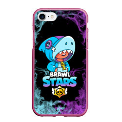 Чехол iPhone 7/8 матовый Brawl Stars Leon Shark, цвет: 3D-малиновый