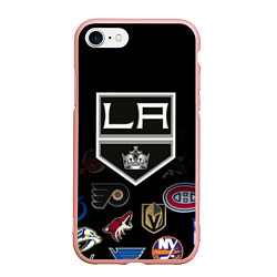 Чехол iPhone 7/8 матовый NHL Los Angeles Kings, цвет: 3D-светло-розовый