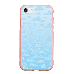 Чехол iPhone 7/8 матовый Очень светлые голубые облака, цвет: 3D-светло-розовый