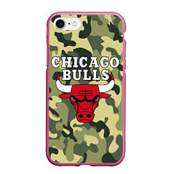 Чехол iPhone 7/8 матовый CHICAGO BULLS, цвет: 3D-малиновый