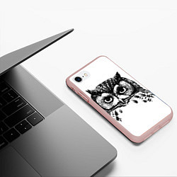 Чехол iPhone 7/8 матовый Сова, цвет: 3D-светло-розовый — фото 2