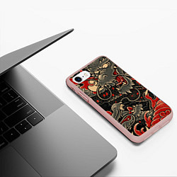 Чехол iPhone 7/8 матовый Dsquared tatoo DRAGON, цвет: 3D-светло-розовый — фото 2