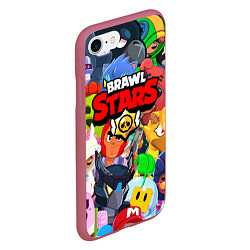 Чехол iPhone 7/8 матовый BRAWL STARS ВСЕ БРАВЛЕРЫ, цвет: 3D-малиновый — фото 2