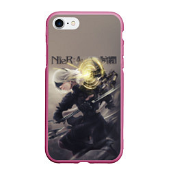 Чехол iPhone 7/8 матовый Nier Automata, цвет: 3D-малиновый