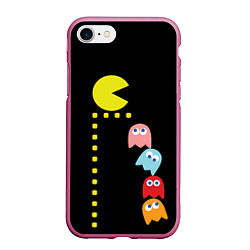 Чехол iPhone 7/8 матовый Pac-man, цвет: 3D-малиновый