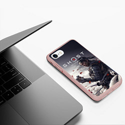 Чехол iPhone 7/8 матовый Ghost of Tsushima, цвет: 3D-светло-розовый — фото 2