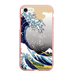 Чехол iPhone 7/8 матовый The great wave off kanagawa, цвет: 3D-светло-розовый