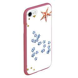 Чехол iPhone 7/8 матовый Звёзды, цвет: 3D-малиновый — фото 2