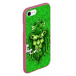 Чехол iPhone 7/8 матовый Лев с короной, цвет: 3D-малиновый — фото 2