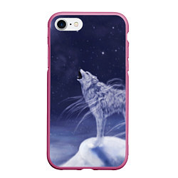 Чехол iPhone 7/8 матовый WOLF WHITE D, цвет: 3D-малиновый