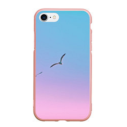 Чехол iPhone 7/8 матовый Чайки птицы полет градиент