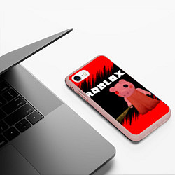 Чехол iPhone 7/8 матовый Roblox Piggy, цвет: 3D-светло-розовый — фото 2