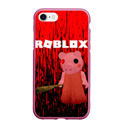 Чехол iPhone 7/8 матовый Roblox Piggy, цвет: 3D-малиновый