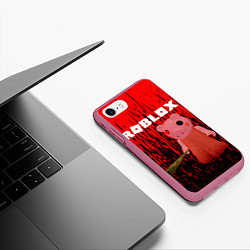 Чехол iPhone 7/8 матовый Roblox Piggy, цвет: 3D-малиновый — фото 2