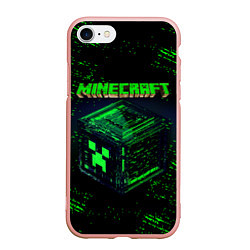 Чехол iPhone 7/8 матовый MINECRAFT, цвет: 3D-светло-розовый