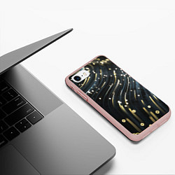 Чехол iPhone 7/8 матовый Абстракция искры полосы боке, цвет: 3D-светло-розовый — фото 2
