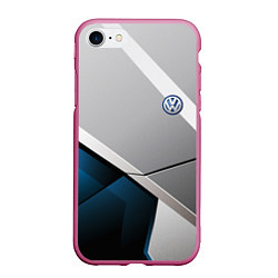 Чехол iPhone 7/8 матовый VOLKSWAGEN, цвет: 3D-малиновый