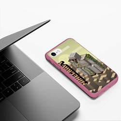 Чехол iPhone 7/8 матовый Minecraft, цвет: 3D-малиновый — фото 2