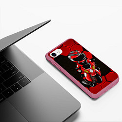 Чехол iPhone 7/8 матовый Байкер Мотоциклист, цвет: 3D-малиновый — фото 2