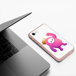 Чехол iPhone 7/8 матовый Fall Guys, цвет: 3D-светло-розовый — фото 2