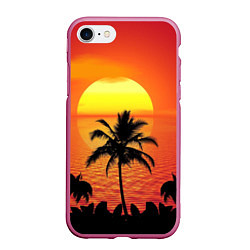 Чехол iPhone 7/8 матовый Пальмы на фоне моря
