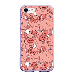 Чехол iPhone 7/8 матовый Свиньи цвета 3D-светло-сиреневый — фото 1