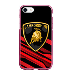 Чехол iPhone 7/8 матовый Lamborghini, цвет: 3D-малиновый