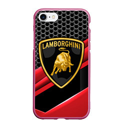 Чехол iPhone 7/8 матовый Lamborghini, цвет: 3D-малиновый