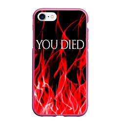 Чехол iPhone 7/8 матовый YOU DIED, цвет: 3D-малиновый