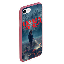 Чехол iPhone 7/8 матовый Stranger Things, цвет: 3D-малиновый — фото 2