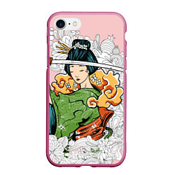 Чехол iPhone 7/8 матовый Geisha 22, цвет: 3D-малиновый