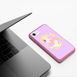 Чехол iPhone 7/8 матовый Сейлор Мун и Чиби Мун, цвет: 3D-малиновый — фото 2