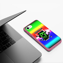 Чехол iPhone 7/8 матовый Minecraft S, цвет: 3D-малиновый — фото 2