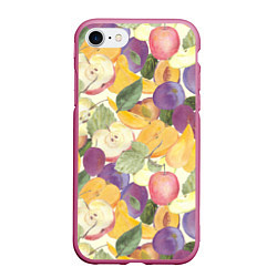 Чехол iPhone 7/8 матовый Фрукты Фруктовый сад, цвет: 3D-малиновый