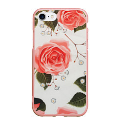 Чехол iPhone 7/8 матовый Нежные розы, цвет: 3D-светло-розовый