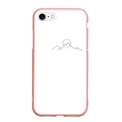 Чехол iPhone 7/8 матовый Минимализм силуэт горы, цвет: 3D-светло-розовый