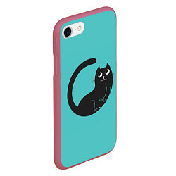 Чехол iPhone 7/8 матовый Чёрный котя, цвет: 3D-малиновый — фото 2