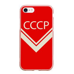 Чехол iPhone 7/8 матовый СССР хоккейная форма, цвет: 3D-светло-розовый