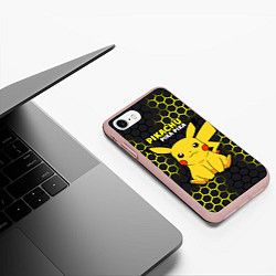 Чехол iPhone 7/8 матовый Pikachu Pika Pika, цвет: 3D-светло-розовый — фото 2