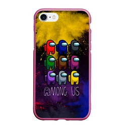 Чехол iPhone 7/8 матовый AMONG US, цвет: 3D-малиновый
