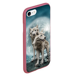 Чехол iPhone 7/8 матовый Волки альбиносы, цвет: 3D-малиновый — фото 2