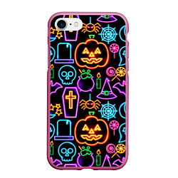 Чехол iPhone 7/8 матовый Halloween, цвет: 3D-малиновый