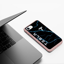Чехол iPhone 7/8 матовый TESLA, цвет: 3D-светло-розовый — фото 2