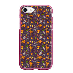 Чехол iPhone 7/8 матовый Halloween, цвет: 3D-малиновый