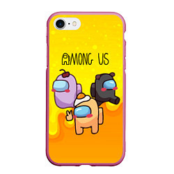 Чехол iPhone 7/8 матовый Among Us Желток, цвет: 3D-малиновый