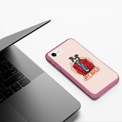 Чехол iPhone 7/8 матовый Питбуль, цвет: 3D-малиновый — фото 2